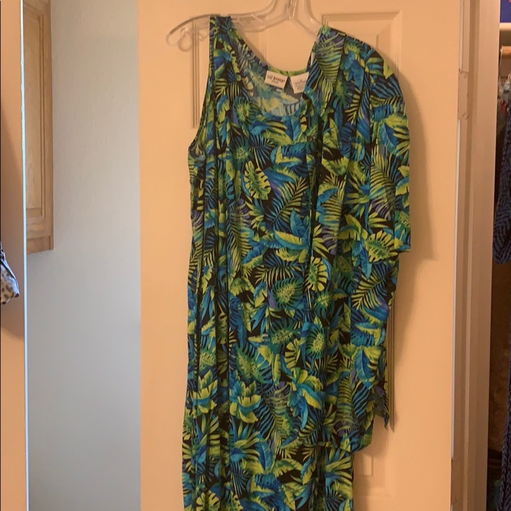 Printed Middy dress with matching over shirt